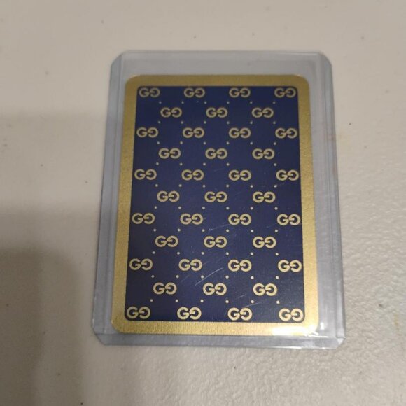 *** GIVVY***  Blue/Gold GUCCI Logo 6 of Clubs Playing Card w/Protective Case - Picture 1 of 4
